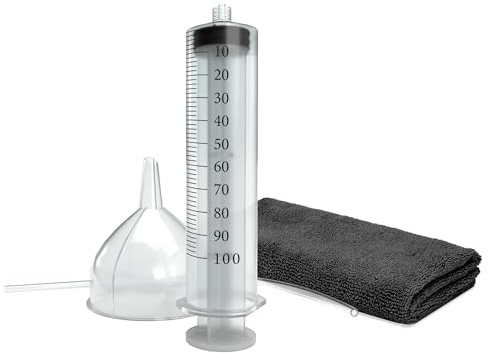 Kit de vidange d'huile avec entonnoir à huile, seringue d'huile, chiffon en microfibre, 40 x 40 cm, pour machines avec moteur à combustion interne, tondeuses à essence, scarificateurs, tronçonneuses à