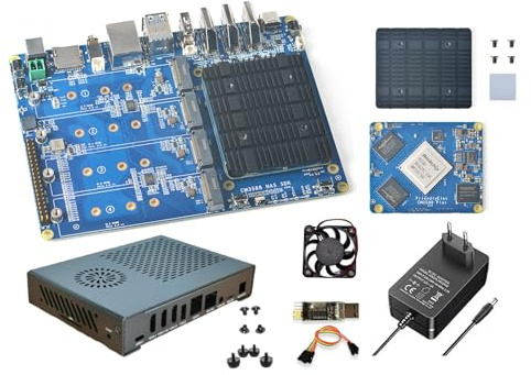 WayPonDEV CM3588 Plus Netzwerkspeicher Module NAS Kit, LPDDR4X Motherboard, RK3588 2,4GHz CPU 6TOPs NPU Mali-G610 GPU, 4X PCIE3.0 HDMI Port, Home Cloud Server, 8K Video Encoder(16GB+64GB)