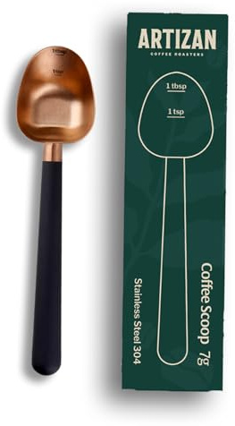 Artizan Coffee 1 Tbsp Coffee Measuring Scoop, Stainless Steel Copper Scoop for Ground Coffee, Beans, Tea & More - 7g, 17 cm Long Handle