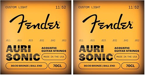 Fender 80/20 Bronze Acoustic Strings, Ball End, 70CL .011-.052 Gauges, (6) (Packung mit 2)