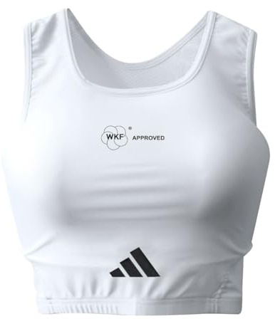adidas WKF-Approved Female Chest Protector Small - Chest Size (Under Bust): 71 to 84cm - Polyester, Non-See Through, Lightweight Women’s Sports Bra, Chest Guard for Karate, Taekwondo, & Kickboxing