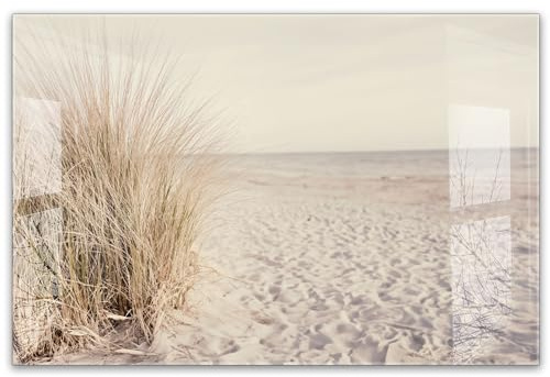 timalo Küchenbild aus Acrylglas modernes Wandbild Glasbild Deko Küche XXL Acryl-Bild wie Glas | 60x40cm Meer Düne Pampasgras Sand Strand Nordsee