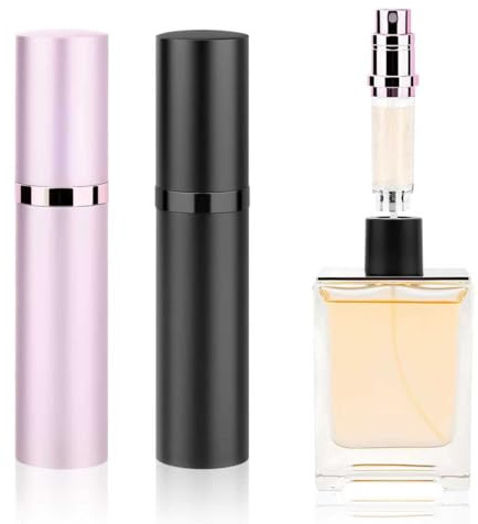 5ml Parfümzerstäuber, Parfüm Abfüller für Unterwegs,Urlaub,Business | Parfum Zerstäuber für Unterwegs (Schwarz+Pink)