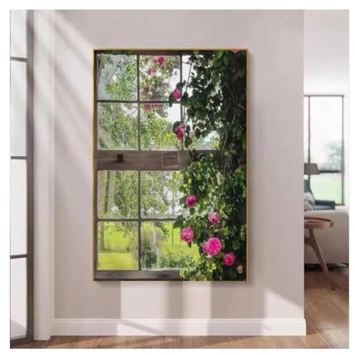 Decorazione da parete 3D, decorazione murale con finestra artificiale illuminata con luce a LED, sculture e decorazioni da parete, pittura con lampada da finestra, 100 x 150 cm