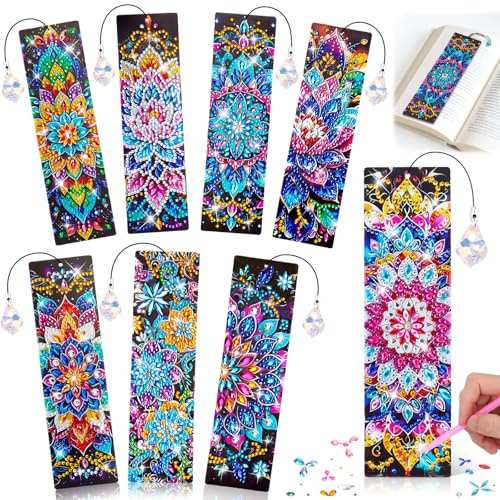 Dikence Diamond Painting Lesezeichen Kindergeburtstag Basteln Diamant Painting Kinder Mandala Bookmark Bastelset Spielzeug Mädchen Teenager Erwachsene
