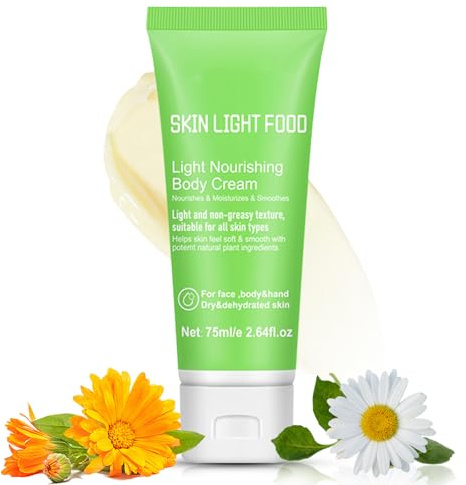 Light Nourishing Body Cream, Calendula Cream Skin Food Light Body Lotion For Dry Skin, Long-Lasting Moisture For Dull Skin | Non-Greasy Formula | All Skin Types