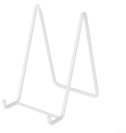 Besttoolifes Espositore da tavolo in ferro, supporto per piatti per foto artistiche, cornici per foto, cavalletto in metallo nero, bianco e oro, 13 x 9 x 3 cm, decorazione per casa e ufficio (tromba