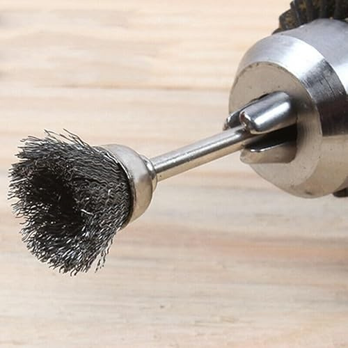 Solaughguy 10 Pcs Mini Wire Brush Brass Cup Wheel for Grinder or Drill 3x13mm Stainless Steel Polishing and Finishing Tools for Aerospace and Automotive