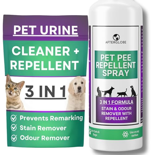 3-in-1 Pet Stain & Odour Remover Spray | Dog & Cat Urine Cleaner for Carpets, Rugs, Floors & Upholstery | Fresh Citrus Formula Helps Discourage Repeat Marking | 500ml