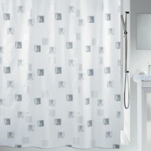 Spirella Anti-Schimmel Duschvorhang - Anti-Bakteriell, waschbar, wasserdicht, Polyester, „Milano“ 120x200cm Blau