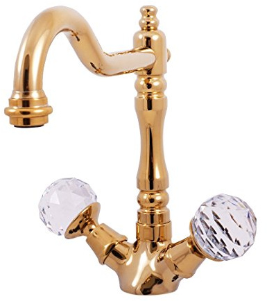 Mezclador Lavabo brillo con sifón dorado (oro)