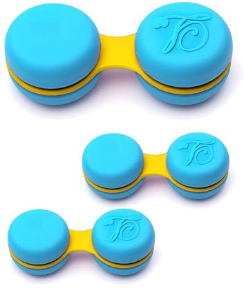 SPORTS WORLD VISION 3PC Light Blue Macaroon Contact Lens Case | Compact, Portable & Leakproof Contact Lens Holder | Durable, Travel-Friendly Contact Lens Solution Box with Same Color Set
