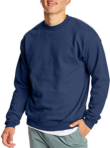 Hanes Men's EcoSmart Fleece, Pullover Crewneck Sweatshirt, 1 Or 2 Pack, Navy, Medium