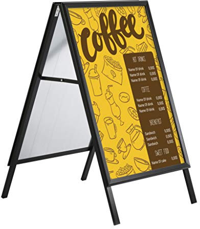 DISPLAY SALES Kundenstopper DIN A1 | Gehweg Aufsteller mit 32mm Profil in schwarz | Preisschilder Aufsteller, Plakatständer, kundenstopper wetterfest, Bilderrahmen A1