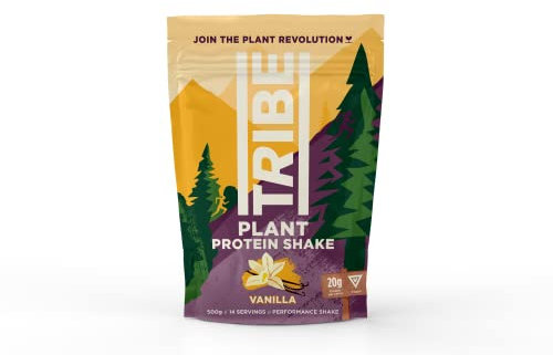 TRIBE Vegan Protein Powder - Salted Caramel - Pea and Rice Protein Blend - Vegan, Gluten & Dairy Free (500g / 12 Servings) Brown