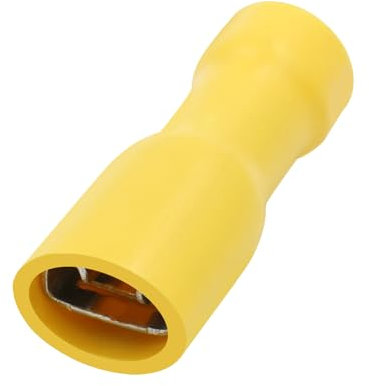 Heschen, weiblicher, schnell abtrennbarer, vollständig isolierter Kabelanschluss aus Vinyl, FDFD5.5-250, 6,3 x 0,8 mm, für 4 bis 6 mm² (12-10 amerikanische Drahtnorm), gelb, 100 Stück