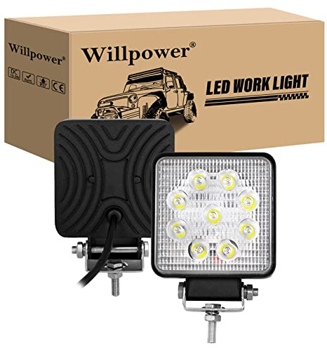 Willpower Led Arbeitsscheinwerfer Scheinwerfer 12V 24V 4 für Auto Traktor | 2x Zusatzscheinwerfer LED Pod Spot 27W, 6000K Weiß, IP67 Wasserdicht, Offroad Beleuchtung für ATV LKW KFZ Boot