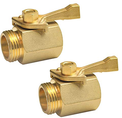 Hourleey 2 Pack Solid Brass Garden Hose Shut Off Valve with 2 Extra Rubber Washers, 3/4 Inch, Gate Valve, Hose Valve, Brass