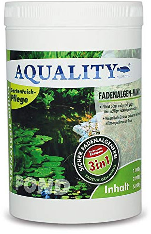 AQUALITY Gartenteich 3in1 Fadenalgen-Minus (Wirkt sicher und gezielt - Fadenalgenvernichter, Algenmittel, Algenentferner mit Sofortwirkung), Inhalt:1 kg