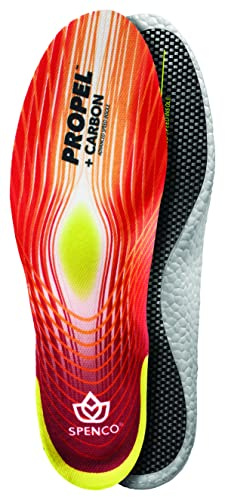 Spenco Propel + Carbon Performance Shoe Insoles for Women and Men, Men's 12-13.5/Women's 13-14.5 Red