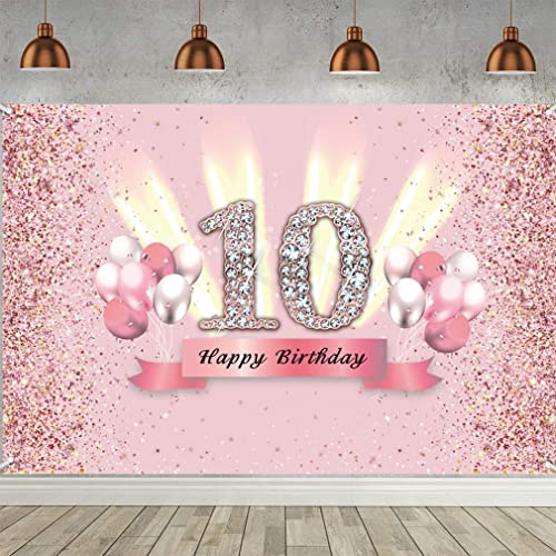 10° compleanno festone 10° compleanno decorazione oro rosa festa festa decorazione ragazza in tessuto poster 10° anniversario festa decorazione poster glitter rosa