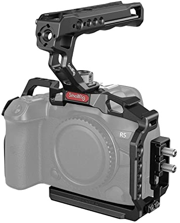 SMALLRIG Handkamera-Käfig-Set für Canon EOS R5/R6/R5 C mit leichtem oberen Griff für ARRI und Kabelklemme, geeignet für Stativ-, Hand- und Stabilisatoraufnahmen (verbesserte Version) – 3830C