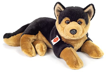 Teddy Hermann 91964 Schäferhund liegend 45 cm, Kuscheltier mit idealem Recyclinganteil (Füllmaterial)