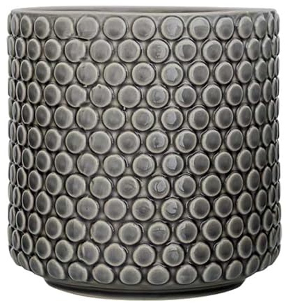 Nordring Retro Übertopf Vintage Pflanztopf für Zimmerplanzen Blumentopf Dotty L (15,5 cm ø), grau, Keramik