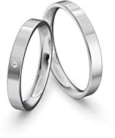 JC Trauringe Weißgold 333 Paarpreis Eheringe Gold | Verlobungsringe Gold breit 3,0 mm I Partnerringe mit Gravur in edler Schatulle I 2 Hochzeitsringe Herrenring & Damenring mit Stein (Profil 01)