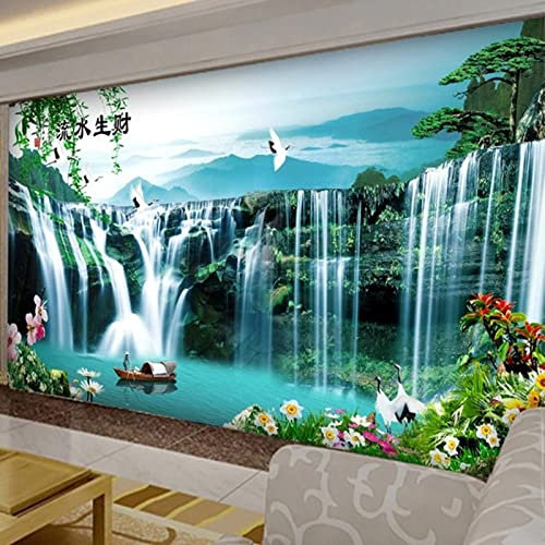 XTSWallpaper Cascades Arbres Paysages 240X150Cm Papier Peint Photo 3D Optique Trompe L Oeil | Déco Mural Tableaux Muraux Photo Mural Décor Motif Poster Géant Stickers Muraux Optique Fond Effet