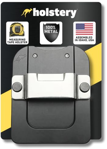 Holstery TapeMaster PRO | Clip-On Tape Measure Holder - Low-Profile Measuring Tape Holster for Your Belt, Tool Bags, Pockets, or Pants - All Metal, Black