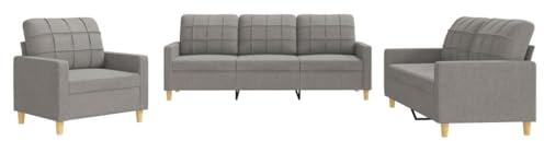 vidaXL 3-TLG. Sofagarnitur mit Kissen Taupe Stoff