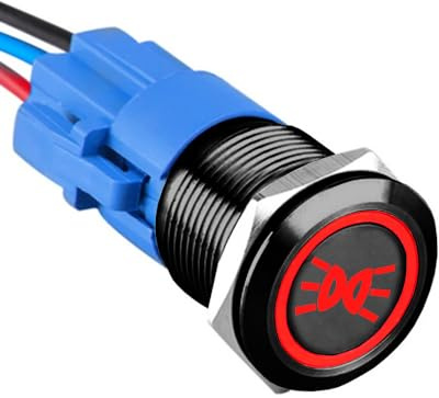 ETOPARS Schwarze Schale 19mm Kippschalter 12V 5A Auto Wippschalter Metall Druckschalter Wasserdicht EIN/AUS Taste Schalter mit Drahtstecker Rot Licht Breiten Drucktaster