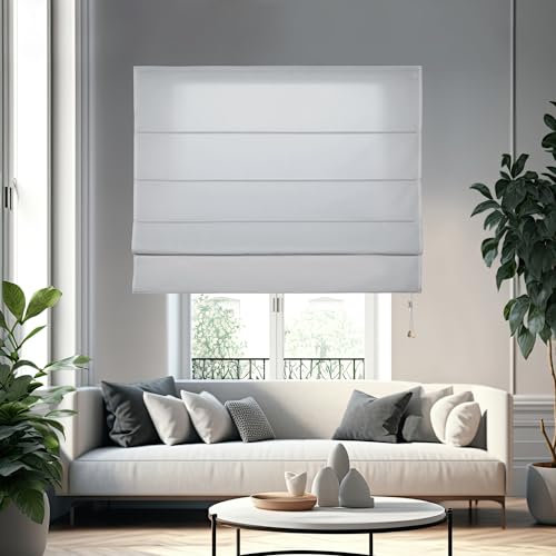 STOR PLANET | Durchscheinende Faltrollos, graues Stoffrollo, Wandrollo für Fenster im Schlafzimmer, Wohnzimmer, Küche … | Faltbares Grau, 45 x 175 cm