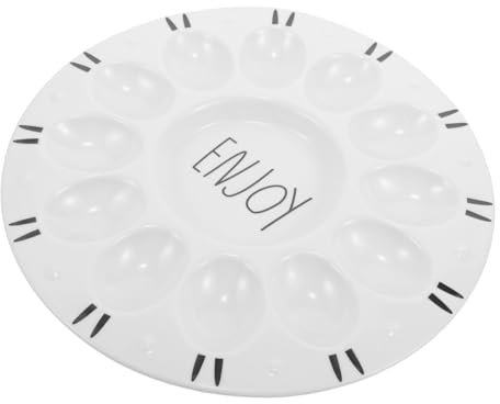 PRETYZOOM Vassoio delle Uova di Pasqua Vassoio in Porcellana Risparmio di Spazio Bicchieri portauova Vassoio per Uova in Ceramica vassoi per Uova alla diavola Piatto di Uova