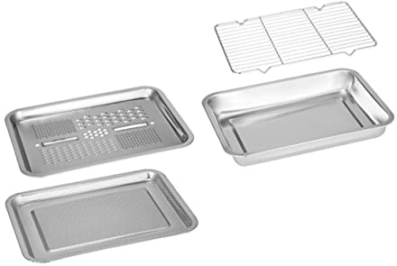 Zerodeko 1set Stainless Steel Draining Trays and Grating Plates for Kitchen Use Multifunctional Draining Board for Cooking Food Preparation and Housewarming