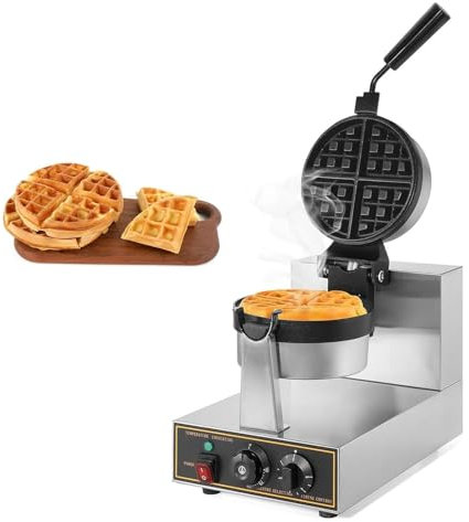 Gaufrier Commercial, 1300 W, Gaufrier Belge Rotatif à 360 °, Machine à Gaufres Antiadhésive for Boulangerie, Restaurant, Hôtel, Snack-Bar ou Ménage, Contrôle de la Température et du Temps