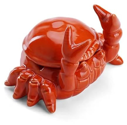 Crab Ashtray with Lid, Ceramic Windproof Cigarette Ashtray for Indoor or Outdoor Use Desktop Decoration Crab Pincers Holder for Hold Cigarette, Pen