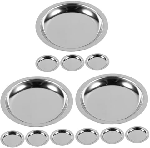 PRETYZOOM 12 Pièces Soucoupe Sachet de thé Dessous de Verre décoratif Accessoire de Table en Acier Inoxydable Dessous de Plat Hot Pot Montagnes Russes Simples sous-Verres soucoupes en métal
