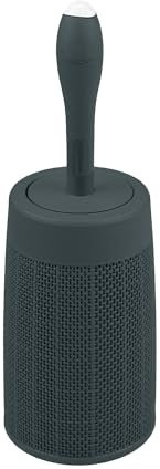 Addis Faux Hessian Round Plastic Toilet Brush Set with Internal Detergent Injection System, Charcoal Dark Grey, One Size