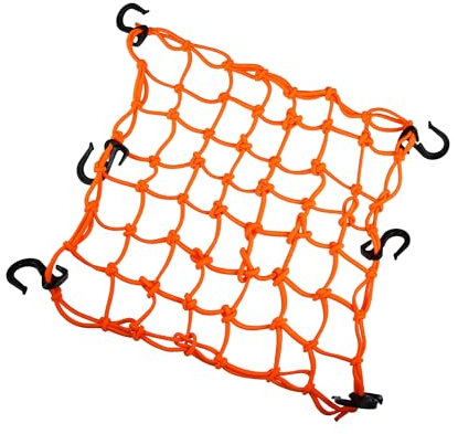 Motoforti 1pcs 40x40cm 49 Holes Motorcycle Luggage Cargo Net Orange Long-lasting