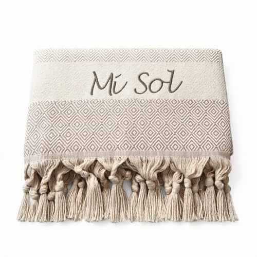 Arthi XXL Hamamtuch Strandtuch Personalisiert, Saunatuch, Badetuch, Wellness, Yoga, Fitness, Sport, Individuelle Geschenkidee, Geburtstagsgeschenk, 100x180cm, 100% Baumwolle, (Beige)