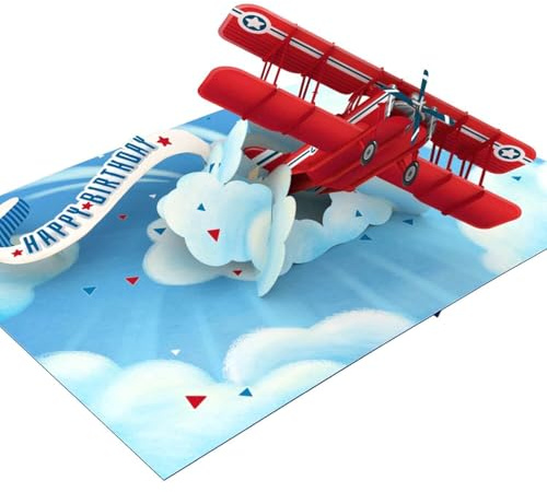 papercrush® popup-kort Happy Birthday-flygplan – roligt 3D-födelsedagskort för pojkar och män, särskilt gratulationskort eller souvenir för barns födelsedag