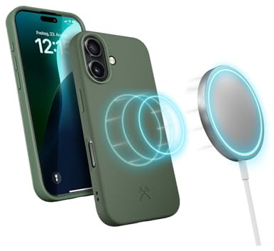 Woodcessories - BioCase, Magnetische Handyhülle für iPhone 16 kompatibel mit MagSafe,Hülle mit Magnet grün - Nachhaltig aus Pflanzen