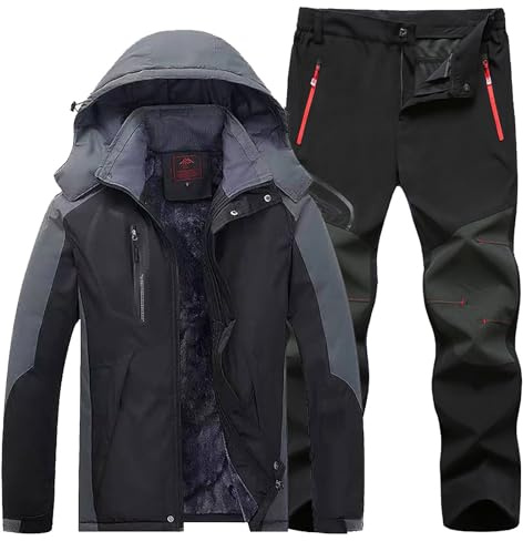 IQYU Skianzug Damen Große Größen | Schneeanzug Damen 2 Teilig Skianzug Winter Warme Snowboardjacke Wasserdichte Skihose Thermo Skianzug Mit Reißverschluss Skibekleidung Outdoor Sport Ski Set
