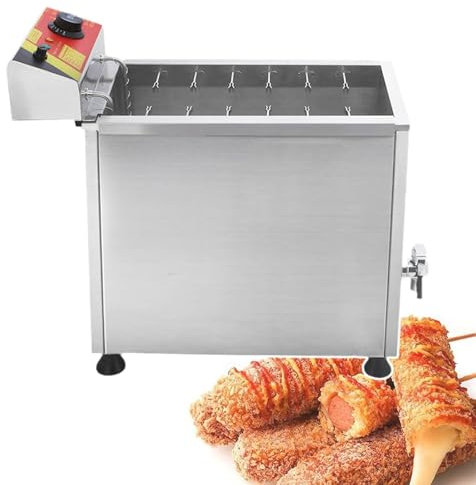 Commercial Deep Fryers, Adjust Temp Corn Dog Fryer, 25 L Large Capacity Hot Dog Sticks Fryer, Electric Corn Dog Machine, Snack Machines Maker,220V