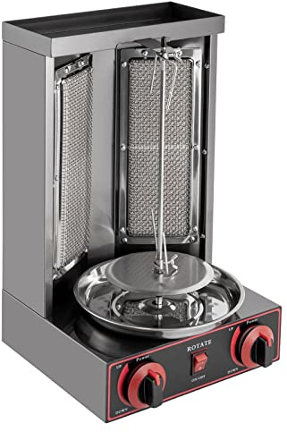 Elektro Grill Vertikalgrill Gas Grill Für Den Döner Kebab Mit 2 Brennern Edelstahl In Gebürstetem Und Poliertem Finish Kapazität Bis Zu 12kg Für Restaurants Hotels Und Imbisse Schwarzer