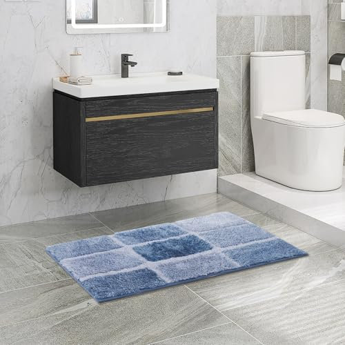 Simurq Badematte rutschfest und Waschbar - Weicher Badteppich mit Hoher Saugfähigkeit - Badezimmerteppich in Verschiedenen Größen und Farben - Badläufer, Badezimmermatte (Blau, 40x60 cm)