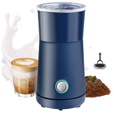 Huogary Milk Forther Simple Milk Frother and Steamer 2-in-1 Milk Steamer with Hot Milk Foam and Hot Milk for Latte, Macchiato, Cappuccinos (Blue)