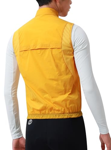 INBIKE Ultralätt (endast 100 g) cykelväst för män, vindjacka, väst, andas, reflekterande UV50 skydd, löpväst, vindtät, ärmlös, sommar, cykel, racercykel, stadsliv, GUL, L